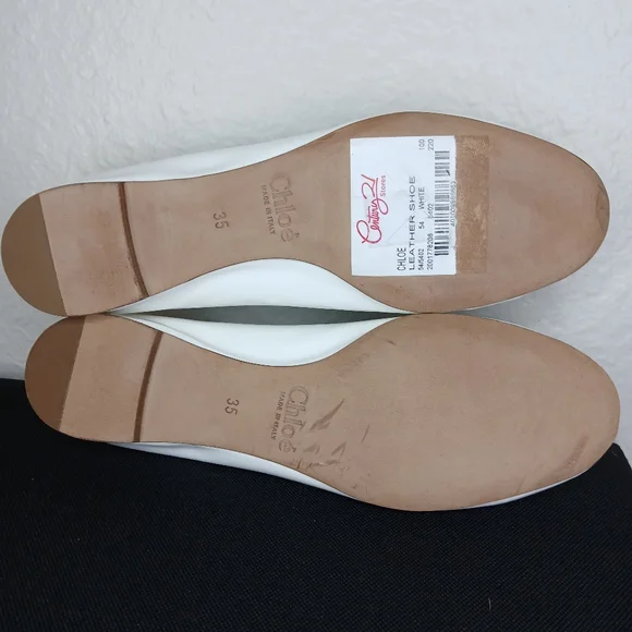 Chloe Lauren Scalloped Ballet Flats white size 5 us almost new cond. no creasing - Picture 11 of 12